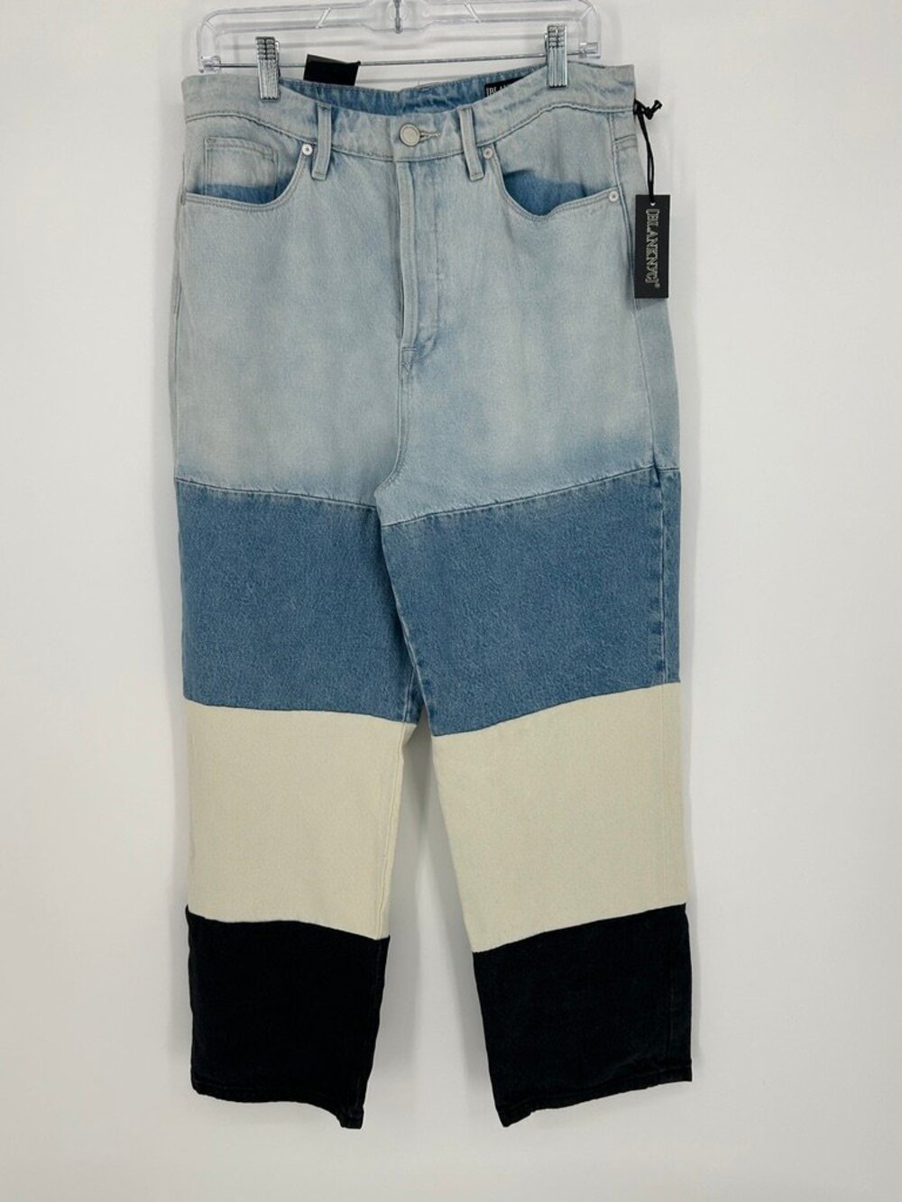 NWT BLANKNYC The Baxter Colorblock Patchwork Jeans Size 30 Wide Straight Leg